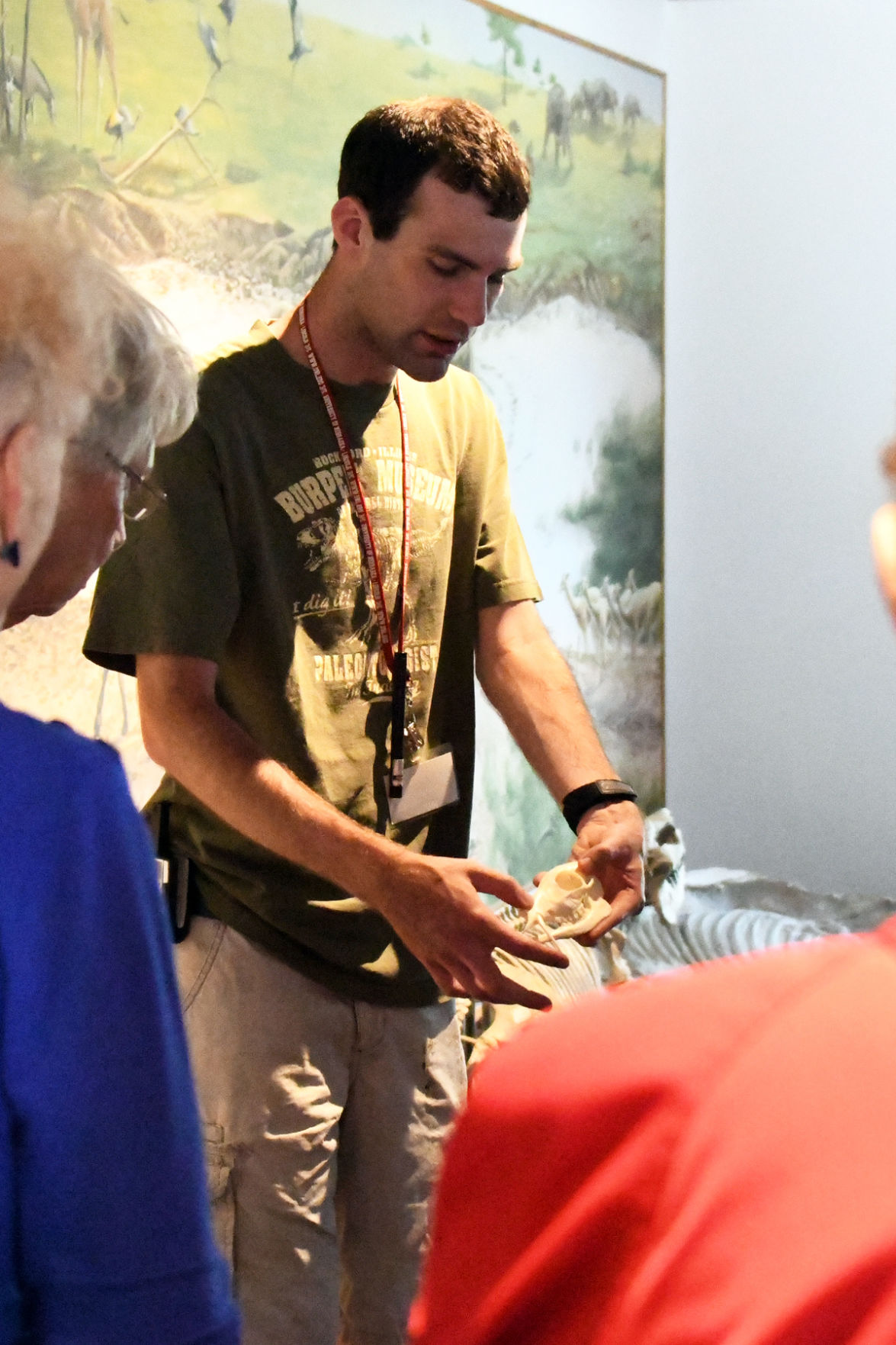 037 Tour guide at Ashfall Fossil Beds showed prehistoric skeletons.JPG